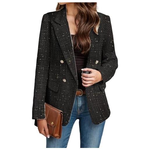 Blazer Donna In Tweed Elegante - Giacca Corta Senza Colletto, Perfetta Per Ufficio E Look Casual - Foto 7