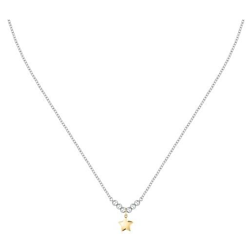Morellato collana da donna in acciaio con stella, perle, collezione talismani, idea regalo per insegnanti saix22, lega di acciaio