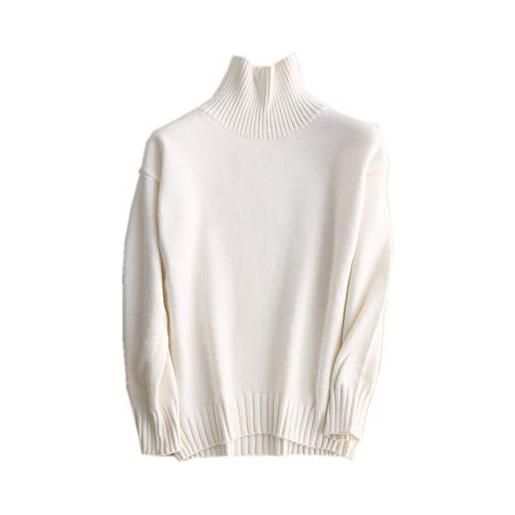 Wenwenma maglione di cachemire da donna a collo alto - moda (beige, medium)