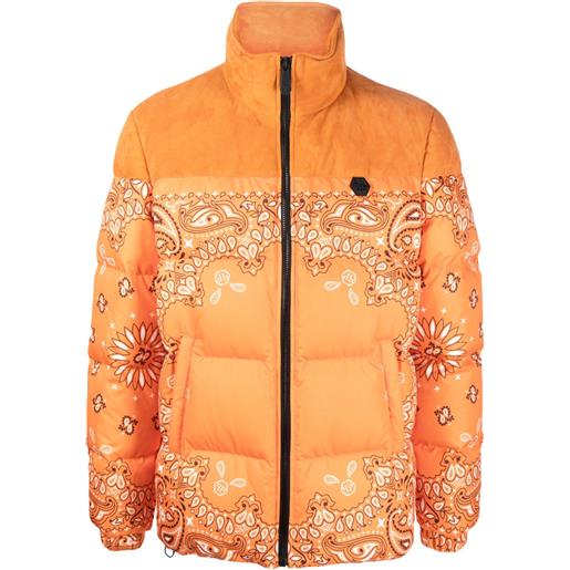 Philipp Plein piumino con stampa bandana - arancione