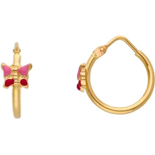 ORO&CO orecchini a cerchio bimba con farfalle
