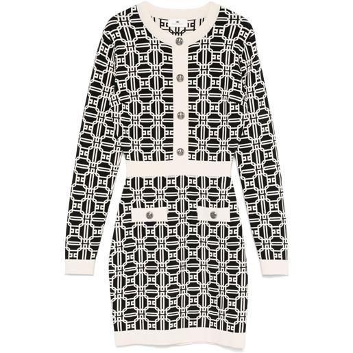 Elisabetta Franchi abito corto con effetto jacquard - toni neutri