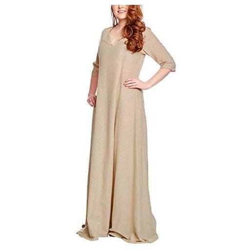 Leonardo Carbone abito da donna medievale silja manica corta in cotone beige - xxl