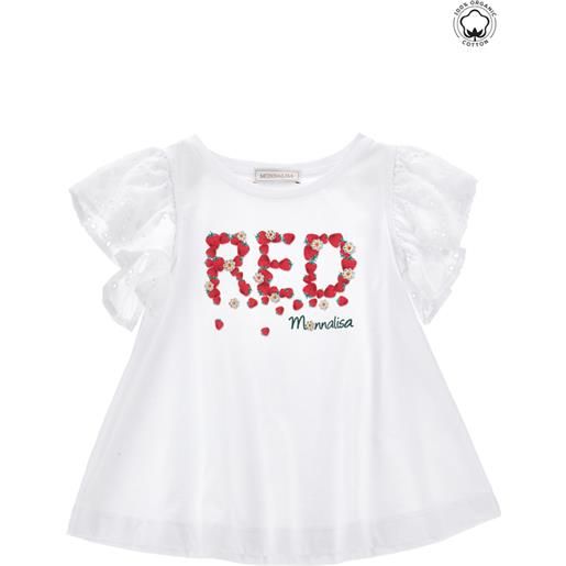 Monnalisa t-shirt cotone organico sangallo