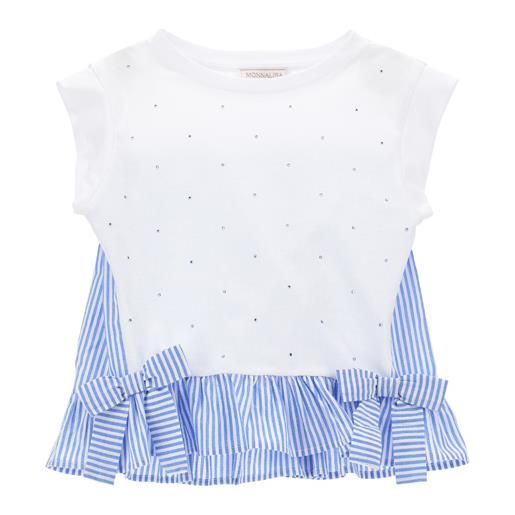 Monnalisa t-shirt con fiocchi e strass