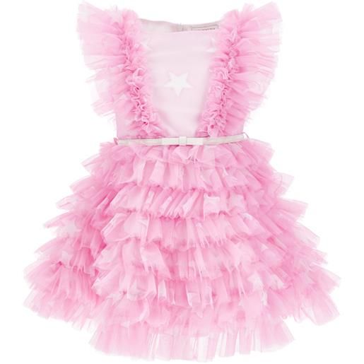 Monnalisa abito tulle stampato con ruches