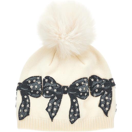 Monnalisa berretto misto lana con fiocchi