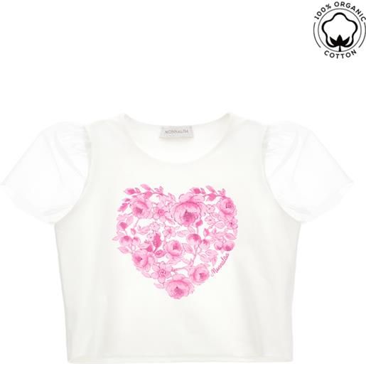 Monnalisa t-shirt cotone organico tulle