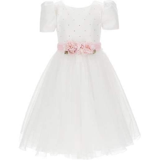 Monnalisa abito raso duchesse e tulle glitter