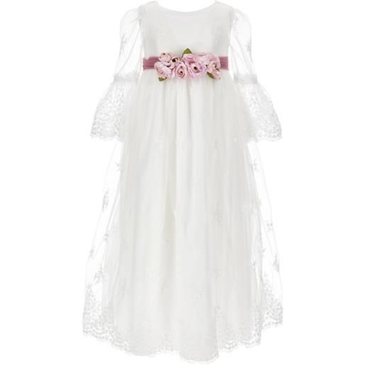 Monnalisa abito lungo pizzo tulle ricamato