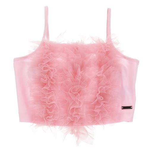 Monnalisa top cotone con rouches tulle