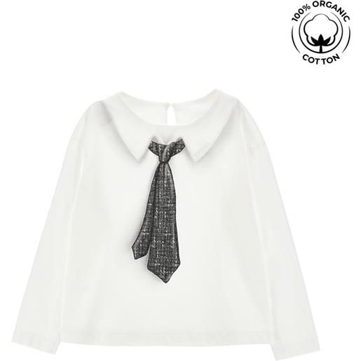 Monnalisa blusa cotone organico black tie