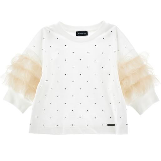 Monnalisa top jersey strass e tulle