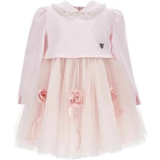 Monnalisa abito glitter con fiori applicati