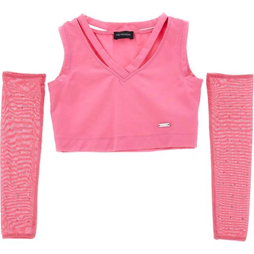 Monnalisa canotta jersey con manicotti