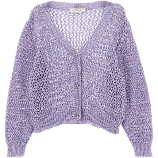 Monnalisa cardigan traforato paillettes