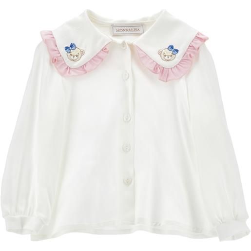 Monnalisa camicia viscosa colletto ricamato