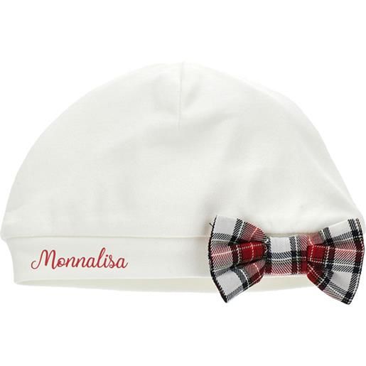Monnalisa cuffietta jersey con fiocco tartan