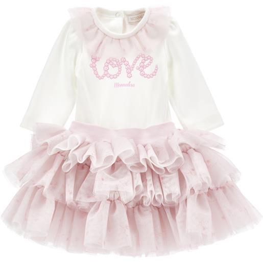 Monnalisa completo 2 pezzi ricamato con tulle stampato