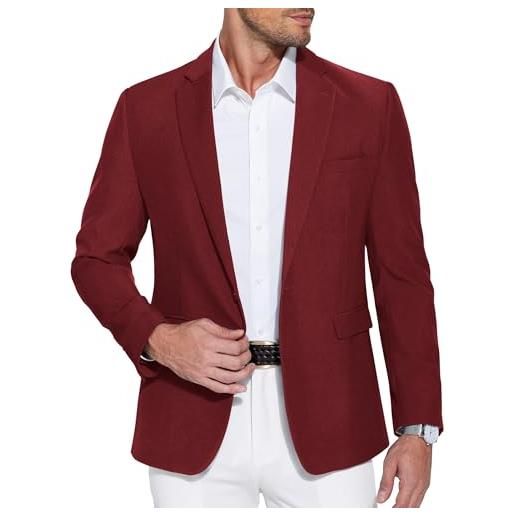 COOFANDY giacche da uomo giacca sportiva per il tempo libero blazer da lavoro da uomo giacche da completo sportivo con risvolti dentellati abito da sposa semplice bianco m