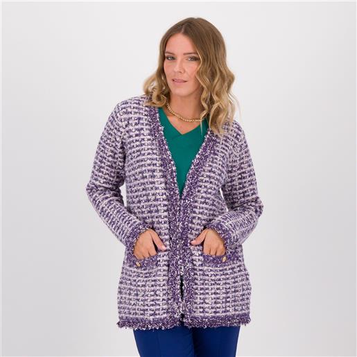 Isaac Mizrahi Live! blazer in maglia bouclé con bordi in frange