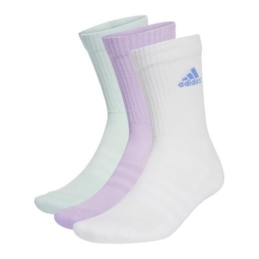 adidas unisex - adulto cushioned crew socks 3 pairs, white/wonder white/warm sandstone, 10.5-12.5