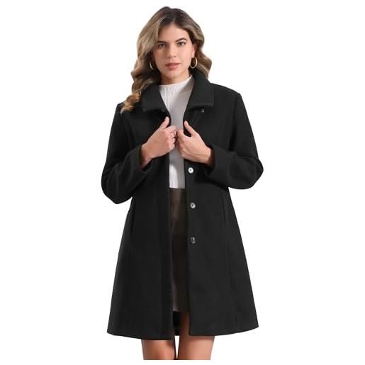 Allegra K cappotto invernale da donna elegante con colletto alla coreana e bottoni cappotto da lavoro beige l