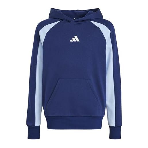 adidas unisex - bambini seasonal essentials colorblock fleece hoodie, dark blue/glow blue/white, 7-8 years