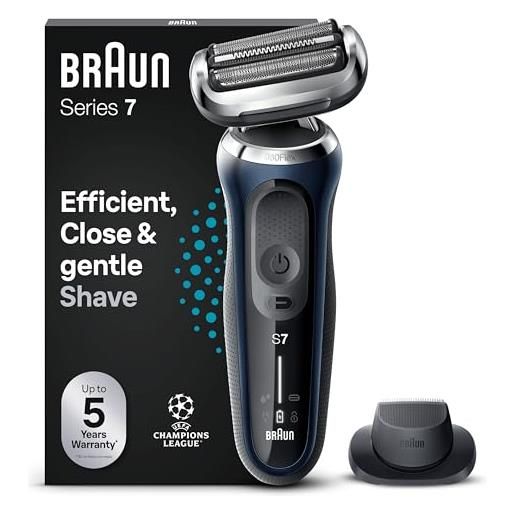 Braun series 7 regolabarba uomo, rasoio elettrico barba, rifinitore di precisione easy. Click, 360° flex, wet&dry, ricaricabile, custodia da viaggio, senza fili, idea regalo, 71-b1200s blu