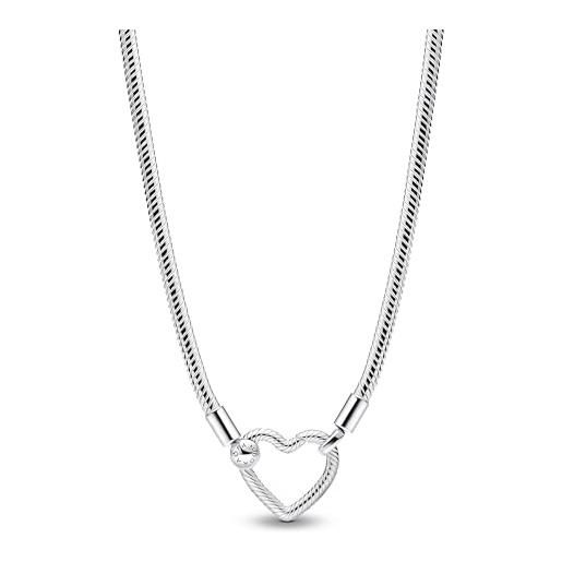 Pandora moments 393377c00-45 - collana con ciondolo a forma di cuore, in argento sterling, misura 45 cm, 45 cm, argento sterling, nessuna pietra preziosa