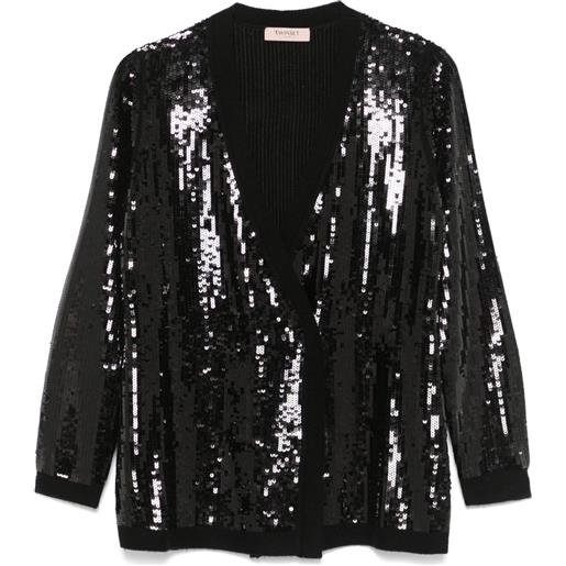 TWINSET cardigan doppiopetto con paillettes - nero