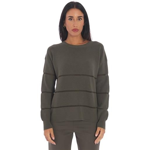 MARIA BELLENTANI maglia MARIA BELLENTANI girocollo in punto pannocchia con lurex, colore militare