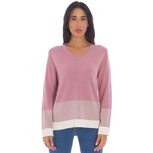 MARIA BELLENTANI maglia MARIA BELLENTANI scollo a v con bordature a contrasto, colore rosa