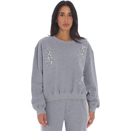 TWINSET ACTITUDE felpa TWINSET ACTITUDE con perle grigia, colore grigio