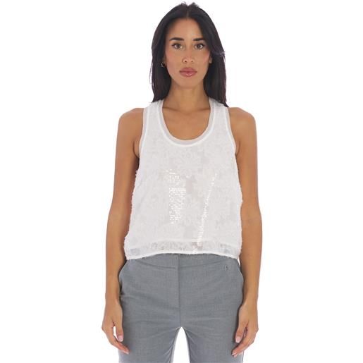 TWINSET ACTITUDE top TWINSET ACTITUDE con paillettes bianco, colore bianco