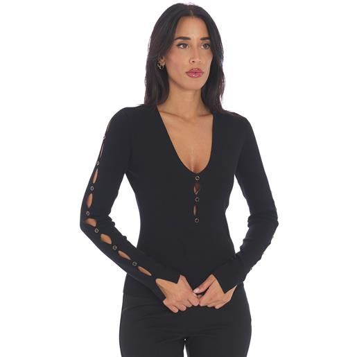 TWINSET maglia TWINSET con tagli e borchie nera, colore nero