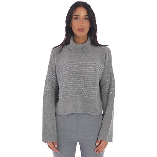 TWINSET maglia dolcevita TWINSET con applicazione paillettes, colore grigio