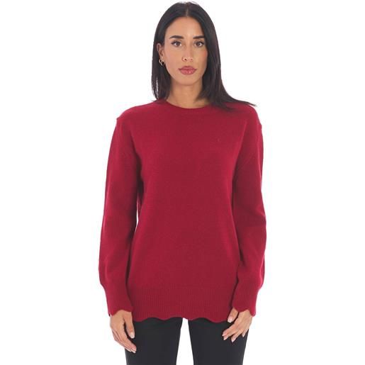 TWINSET maxi maglia TWINSET girocollo con taglio ondulato, colore rosso