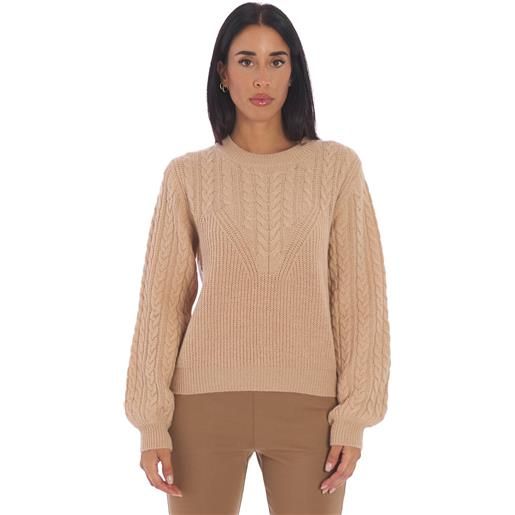 TWINSET maglia TWINSET girocollo a trecce cammello, colore cammello