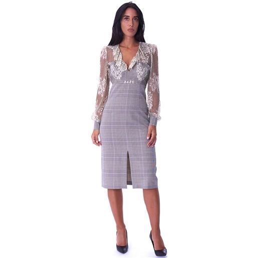 TWINSET abito tubino TWINSET a quadri con pizzo, colore grigio