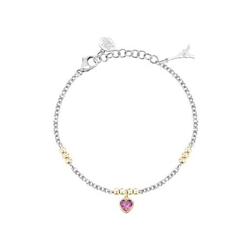Morellato bracciale donna in acciaio con cuore, collezione talismani emily in paris, regalo amica