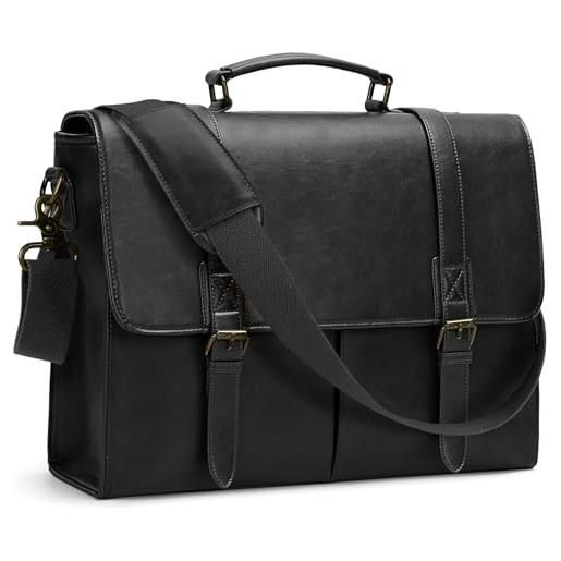 RAINSMORE borsa porta pc 15.6 pollici lavoro uomo ufficio in pelle pu a tracolla documenti computer portatile impermeabile