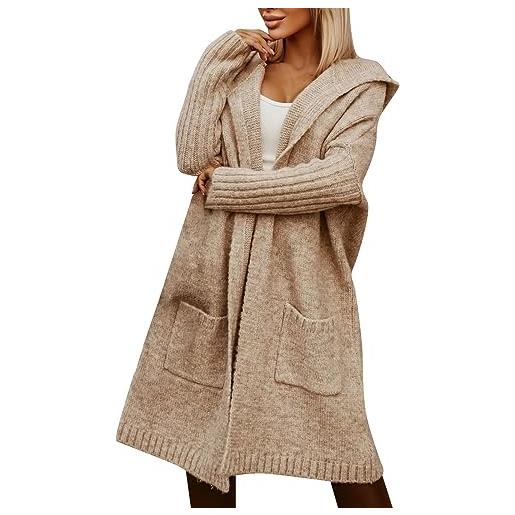 Generic maglione cardigan bavero felpa con cappuccio lunga lettera in lana comodo cappotto casual in maglia allentata taglie forti donna maglie invernali maglia velluto (red, xxxl)