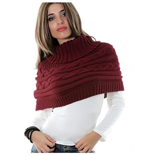 Toocool coprispalle donna cappa collo sciarpa bolero tricot dolcevita poncho as-0430[beige]