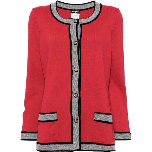 CHANEL Pre-Owned - cardigan 2010-2020 - donna - cashmere - 44 - rosso