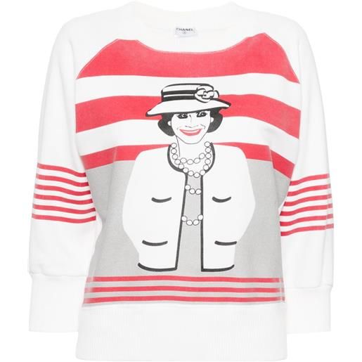 CHANEL Pre-Owned - felpa mademoiselle 2001 - donna - cotone/acrilico - taglia unica - bianco