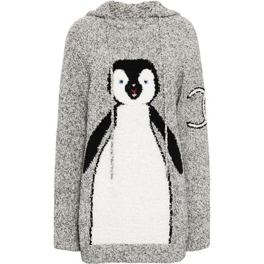 CHANEL Pre-Owned - felpa con cappuccio anni '90-2000 - donna - nylon/poliammide/seta/lana/cashmere/mohair - taglia unica - grigio