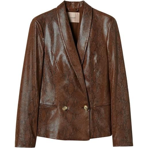 TWINSET blazer con effetto pelle di lucertola - marrone