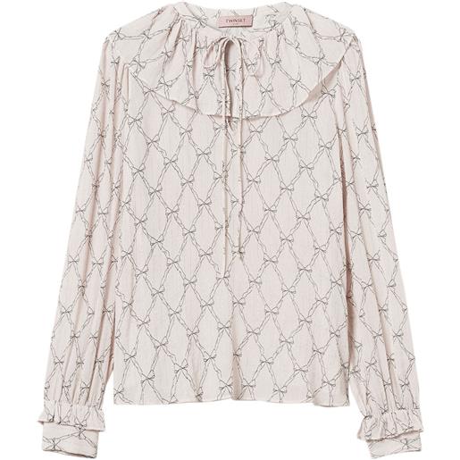 TWINSET blusa con stampa grafica - toni neutri