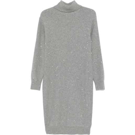 Peserico abito midi con paillettes - grigio
